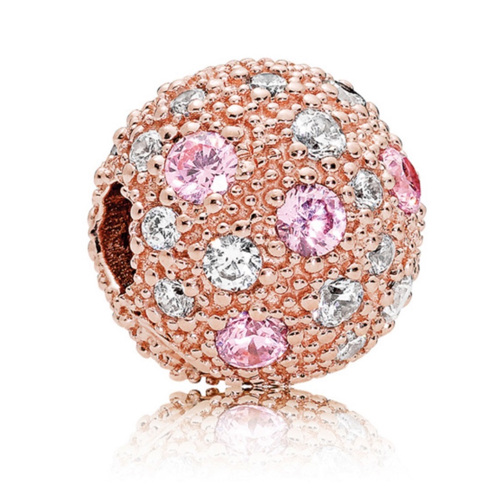 2 Pandora Rose Gold Plated Cosmic Stars Clip Charms and 2 Silicone Grips RETIRED